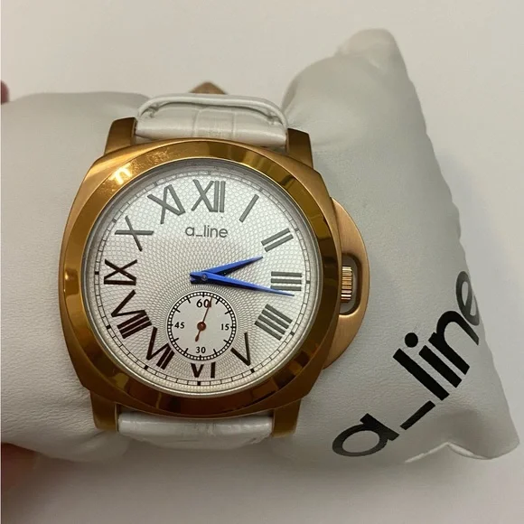 A_Line Pyar White Leather Rose Gold Watch Womans SWAROVSKI Aila Day Heart 37MM MOP Rose-Gold White LTHR Watch  main image 3